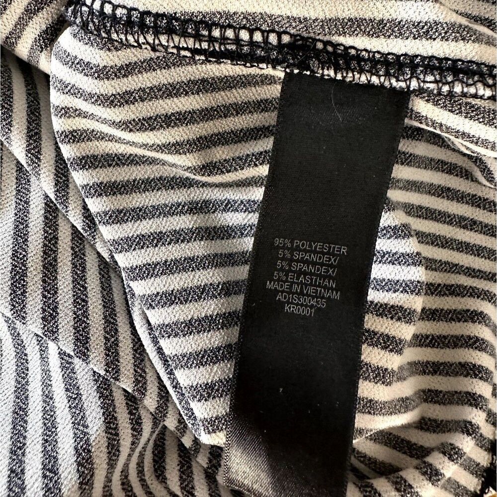 Adrianna Papell Faux Wrap Slinky Knit Blouse Stripe V-Neck Black White S - Picture 6 of 6